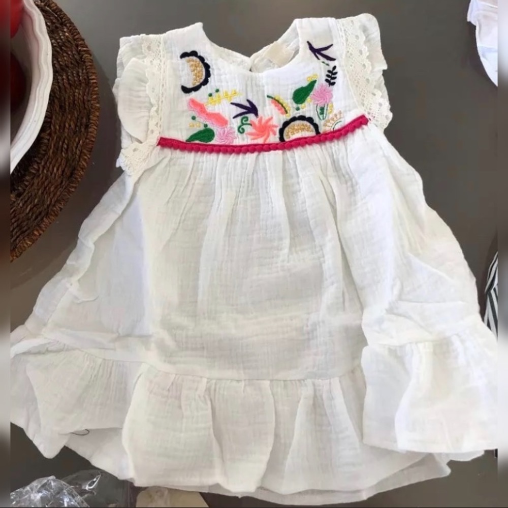 Baby Girl White Embroidered Dress